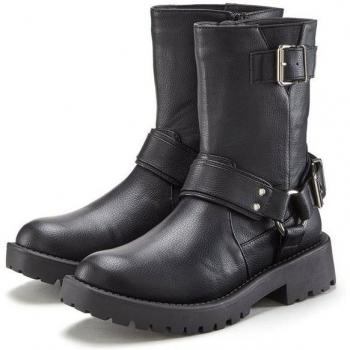 LASCANA Damen‑Bikerboot schwarz, Größe 39 – Lederimitat‑Obermaterial