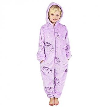 CityComfort Girls’ Purple Glow‑in‑the‑Dark Unicorn Onesie (Size 13‑14)