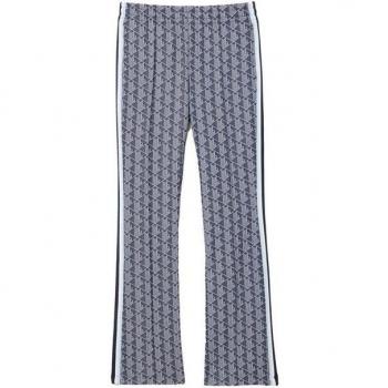 Blue Patterned Straight Leg Trousers