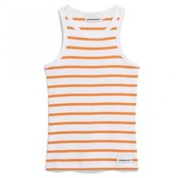 ARMEDANGELS Kanitaa Stripes Damen-Shirt – Orange, Größe L (Bio-Baumwolle)