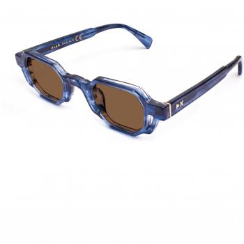 XLAB Kos Unisex Polarized Glasses – Blue & Brown Striped Acetate, Square Design