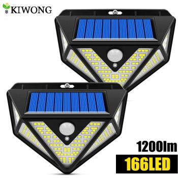 1200lm Solar Powered Motion Sensor Light 166 LEDs 270° Wide Angle IP65 Waterproof for Garden