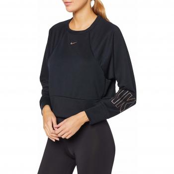T-shirt Long Femme Nike W Dry Get FIT FLC CRW NK GX, Noir, Taille L