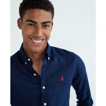 Ralph Lauren Slim-Fit Blue Linen Shirt for Men