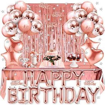 Korins Decorazioni per Feste di Compleanno, Set di Forniture Oro Rosa