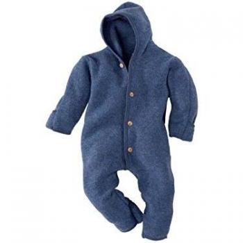 Engel-Natur Babystrampler aus Schurwolle, Blau Melange, Gr. 50/56