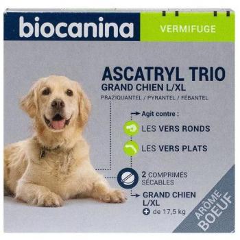 Biocanina Ascatryl Trio Vermifuge grand chien L/XL 2 comprimés