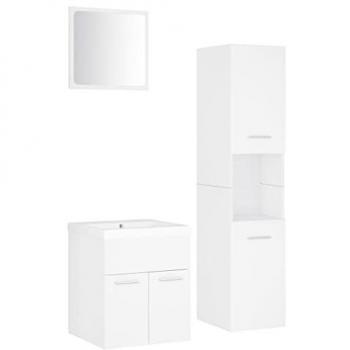 Vidaxl Bathroom Furniture Set, Made of Engineered Wood, Finished in White
