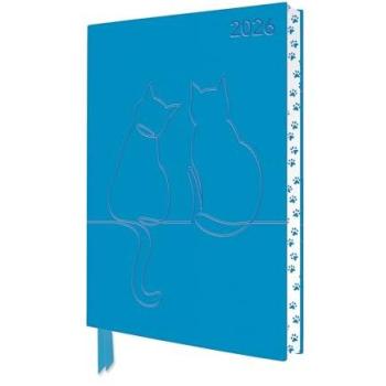 Two Happy Cats 2026 Artisan Art Vegan Leather Diary Planner