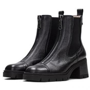 Hispanitas para mujer. HI243636 Botines Chelsea de piel negro (38), 5 a 8cm, Cremallera, Casual