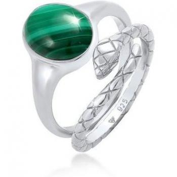 Premium Malachit Schlange Fingerringe 925 Silber Set