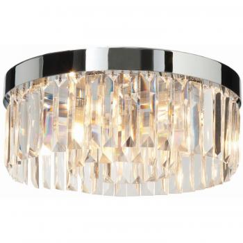 Flush Mount Chrome Ceiling Light with Shimmer and Clear Crystal