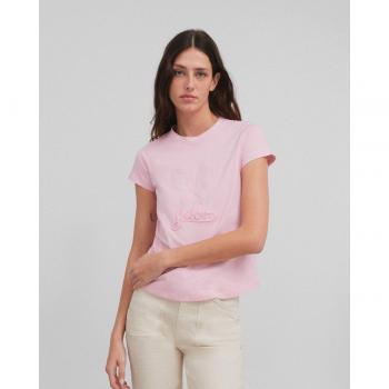 Camiseta de mujer rosa claro con diseño frontal