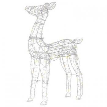 Silver Metal LED Roe Deer Garden Decoration 50 x 17 x 92 cm