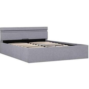 VidaXL 140x200cm Gray Pillow Frame, LED Backing & Built‑in Drawer