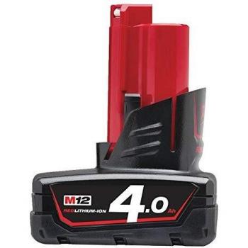Milwaukee M12 B4 Red Lithium-Ion Battery 12V 4.0Ah Li-Ion | Milm12b4