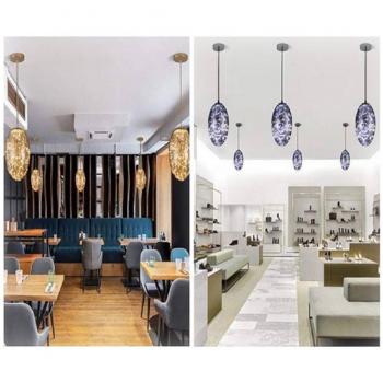 Lampadario In Vetro A Led 12w Effetto Cielo Stellato Luce Fredda Calda