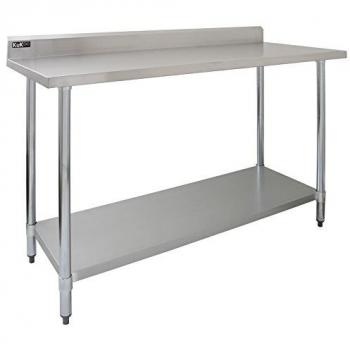 MonsterShop 5ft Heavy Duty Stainless Steel Catering Bench with Single Over-Shelf