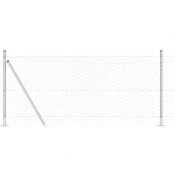 VidaXL Stahlzaun Kettengliedzaun 0,8 x 10 m mit 7 Pfosten
