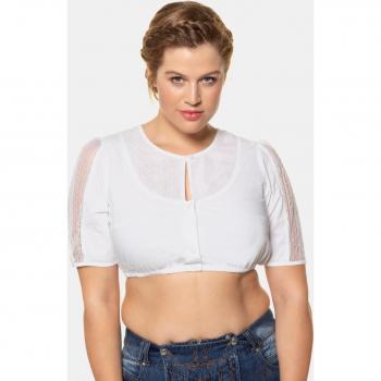 Camicetta Bianca Plus Size con Pizzo e Mezze Maniche