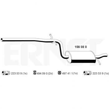 ERNST 156080 Silenciador intermedio