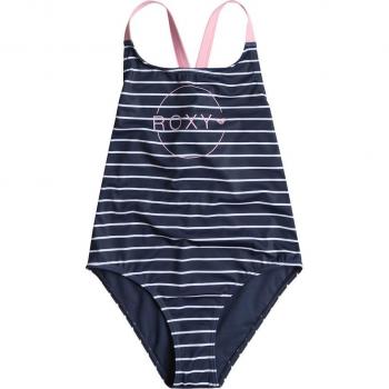 Roxy 16‑Year‑Old Basic Stripe One‑Piece – Navy/White/Pink