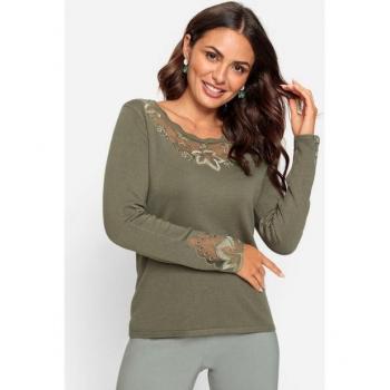 Pull Kaki-Sable Tricot Fin Helline