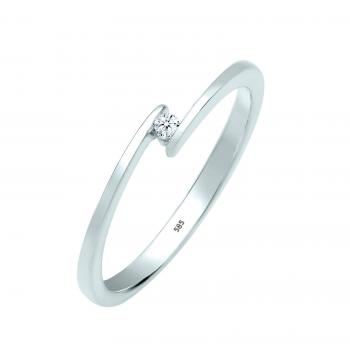 Diamore Damen Solitärring 585 Weißgold mit Diamant 0,03 ct Brillantschliff Gr.58