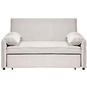 Minimalist HORMA Sofa Bed – Off-White Fabric, Fold-Out Functionality