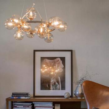 Lampadario a sospensione Splendor 15 luci ambra