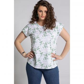 T-shirt ampia in cotone biologico con motivo grafico, Donna, Bianco, Taglia 60/62