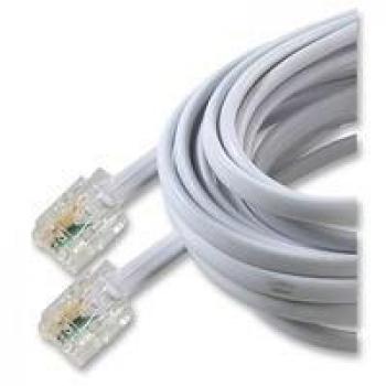 RJ11 Telephone Jack Extension Lead, 20 Meters, Broadband Ready, White