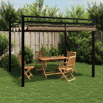 Tonnelle de jardin rétractable 3x3 m taupe