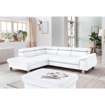 COTTA Polstergarnitur »Komaris«, Ecksofa mit Hocker, B: 249 cm, Kopfteilverstellung