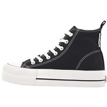 Sneakers BK Noir Femme à lacets plats