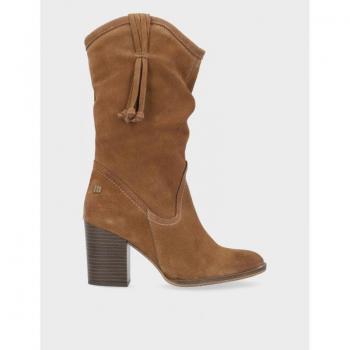 MTNG botas de tacón mujer uma marron cremallera puntera afilada