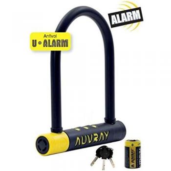 Antivol velo u auvray alarm 90x210 gris diam 14 mm a cle avec alarme sonore