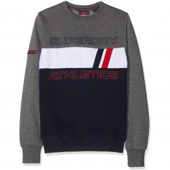 Sudadera Superdry Trophy Tri Line Crew, Talla Small, Gris
