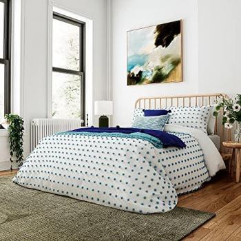 Helena Springfield Tufted Spot Blue/White Super Kingsize Duvet Cover Set with Modern & Contemporary Design