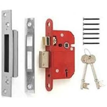 Era Fortress BS 5-Lever Mortice Lock with Sash Bolt, 76mm Satin Silver