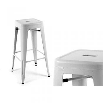 Taburete de bar moderno metal blanco 4 piezas 43 x 43 x 76 cm