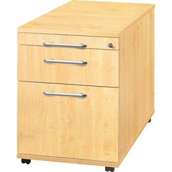 Rollcontainer mit 1 Schublade und Hängeregister, 80 cm, Ahorn