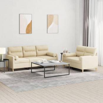FurniPro Légende 2‑pcs – Canapé double + coussins crème