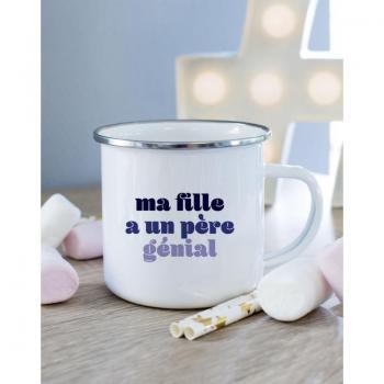 Bicchiere in metallo MA FILLE A UN PÈRE – bianco