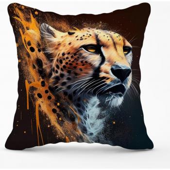 Cheetah Face Splashart Dark Background Cushion