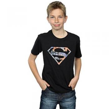 Superman Floral Design Shirt for Kids (Black, Size 5‑6)