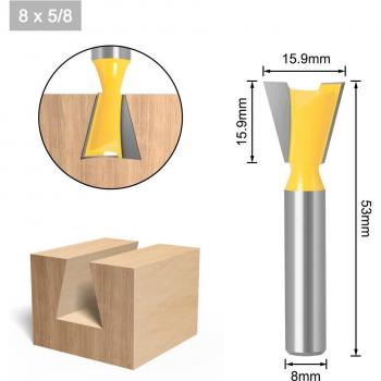 Schwalbenschwanz-Fräser Set mit 8mm Schaft und 14° Winkel, 1-5 Einheiten