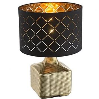 Globo Tischlampe MIRAUEA Keramik goldfarben, Textil schwarz goldfarben