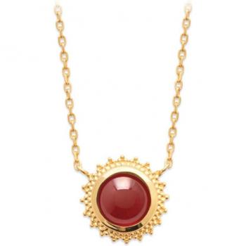 Les Trésors de Lily : Collier Cléopatra Rouge Doré 14 mm (Plaqué or, Q6289)