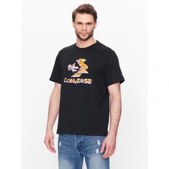 Converse T-Shirt Schwarz mit Wolkenmotiv 10024587-A02 Standard Fit